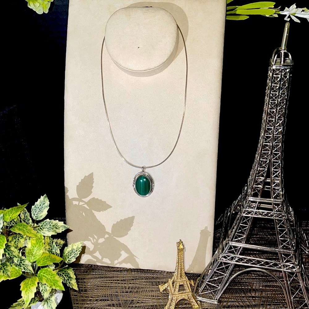 925 Italy Vintage Torquoise Pendant Necklace